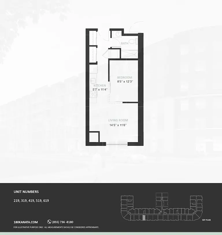 Floor plan drawing for suite type 1A