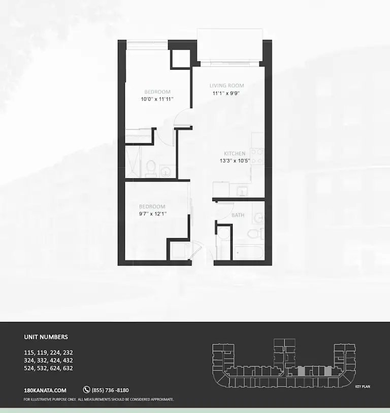 Floor plan drawing for suite type 2A