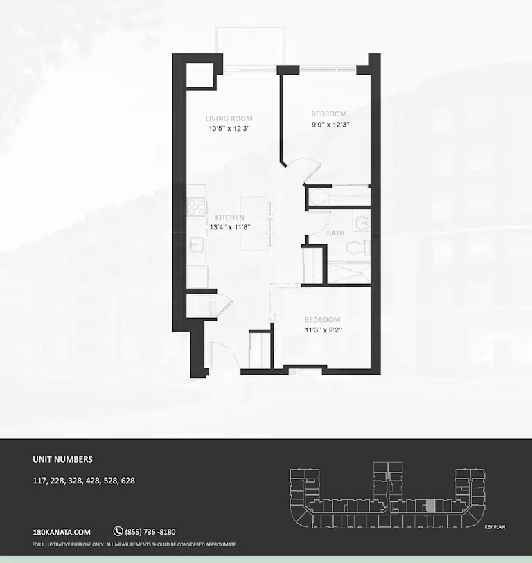 Floor plan drawing for suite type 2B