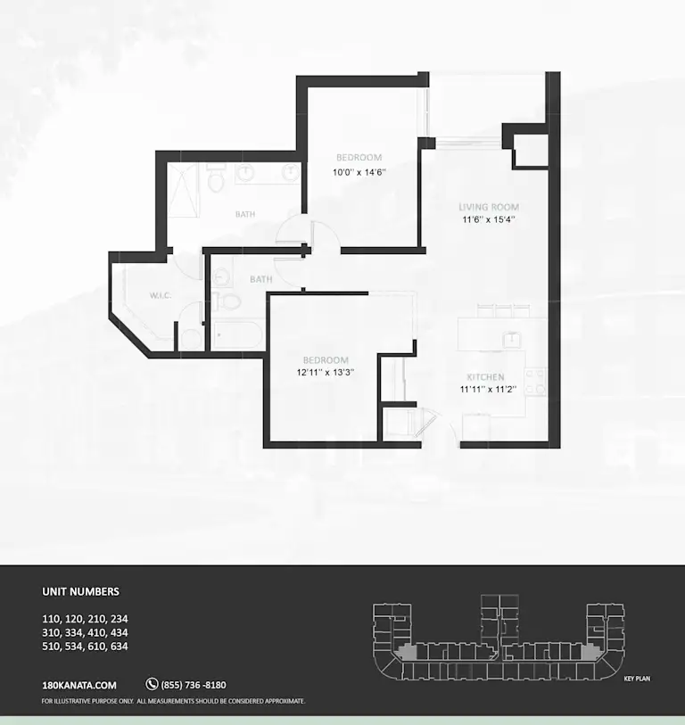 Floor plan drawing for suite type 2C