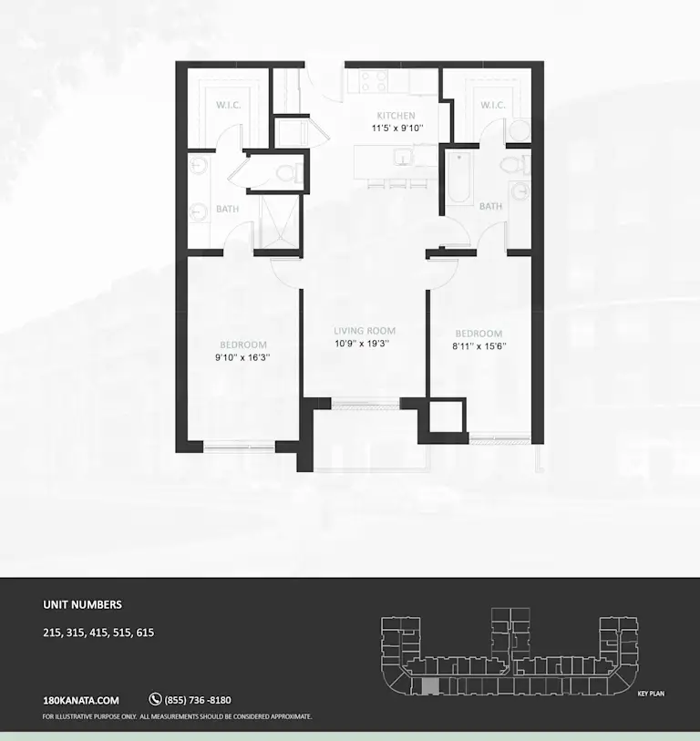 Floor plan drawing for suite type 2E