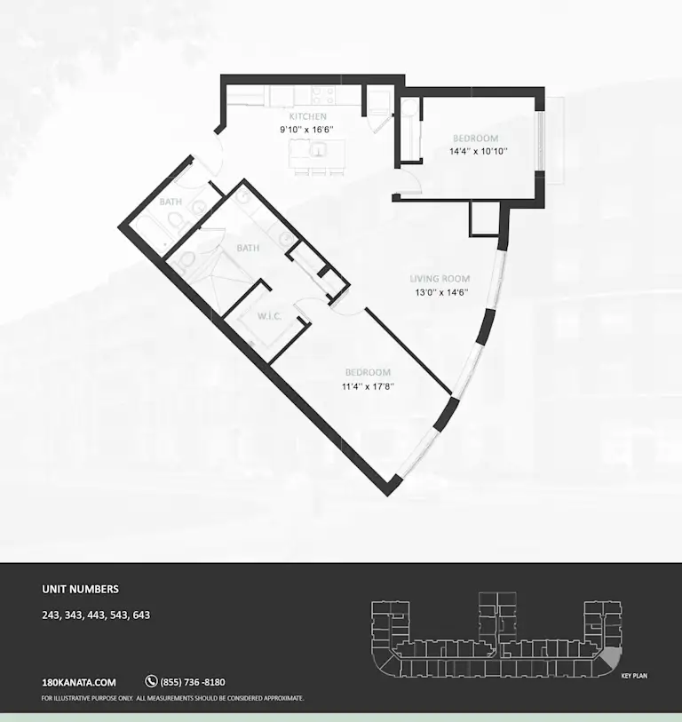 Floor plan drawing for suite type 2F